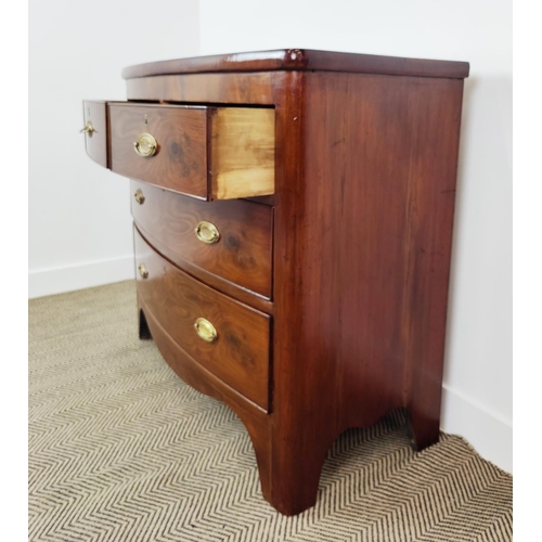 151 - BOWFRONT CHEST, 19th century mahogany of four drawers.