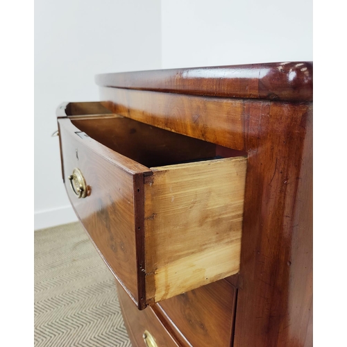 151 - BOWFRONT CHEST, 19th century mahogany of four drawers.