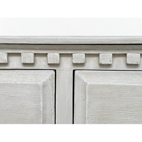 181 - COMMODE, Gustavian style traditionally grey painted with four drawers, 108cm x 48cm D x 95cm.