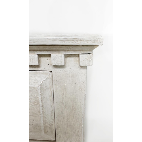 181 - COMMODE, Gustavian style traditionally grey painted with four drawers, 108cm x 48cm D x 95cm.