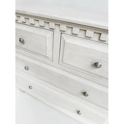 181 - COMMODE, Gustavian style traditionally grey painted with four drawers, 108cm x 48cm D x 95cm.