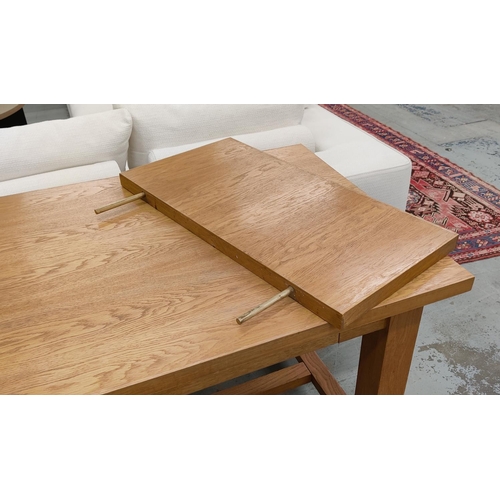 409 - KITCHEN TABLE, extendable with two leaves, has draw and pull out loose chopping board to one side, 2... 