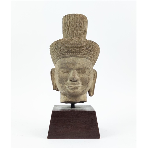 58 - SCULPTURE, Asian head, on stand.