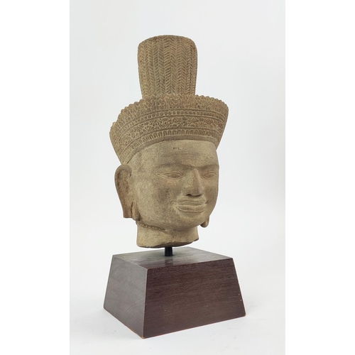 58 - SCULPTURE, Asian head, on stand.