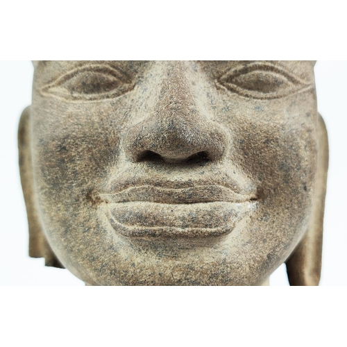 58 - SCULPTURE, Asian head, on stand.