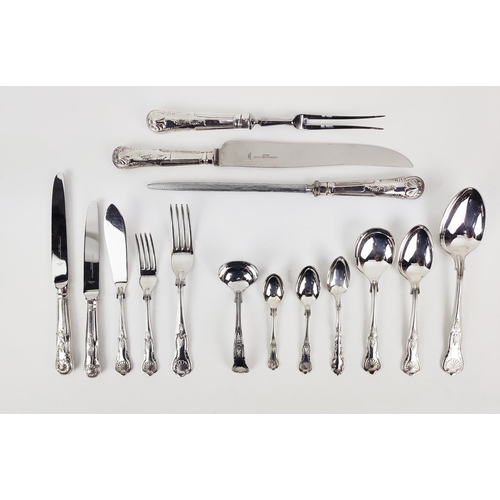 6 - QUANTITY OF SHEFFIELD PLATE CUTLERY, twelve place setting, knives, forks, spoons, soup spoons, carvi... 