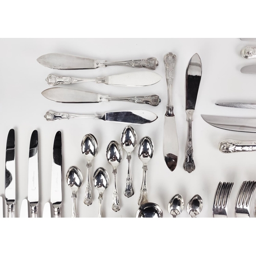 6 - QUANTITY OF SHEFFIELD PLATE CUTLERY, twelve place setting, knives, forks, spoons, soup spoons, carvi... 