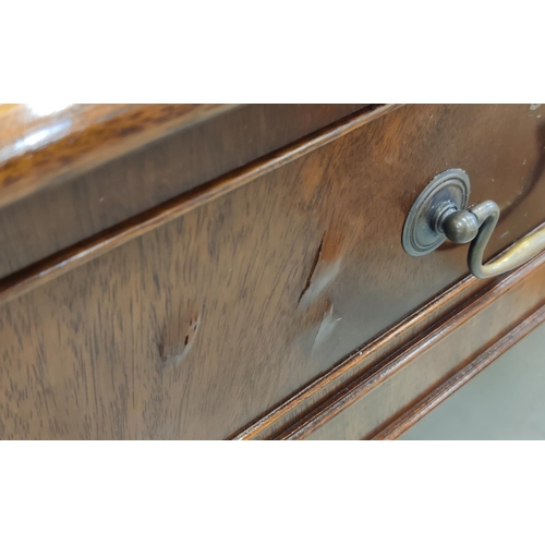 414 - BREAKFRONT SIDEBOARD, Georgian style mahogany with four drawers, (two lined for cutlery) and four do... 