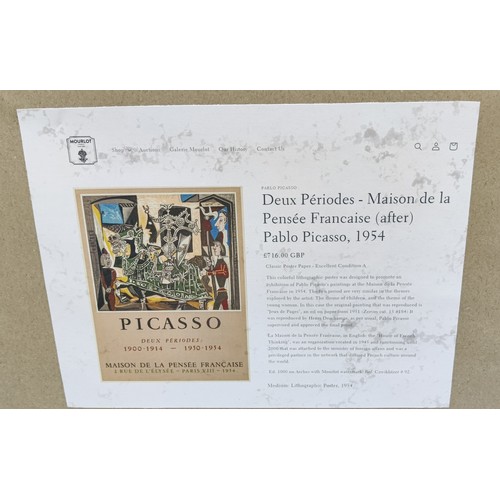 136 - PABLO PICASSO 'Deux Periodes-Maison de La Pensee Francois', lithographic poster, 1954, 69cm x 52cm, ... 