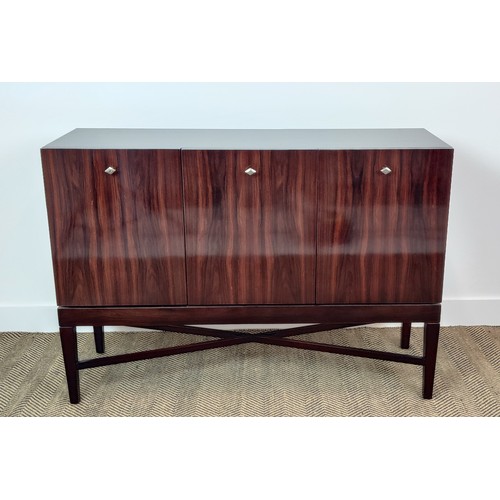 406 - SIDEBOARD, wooden with larger compartment flanked by smaller single door compartment to the left, 12... 