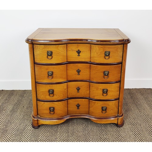 404 - CHEST OF DRAWERS, antiqued Continental style with four shaped drawers, 83cm W x 45cm D x 83cm H.