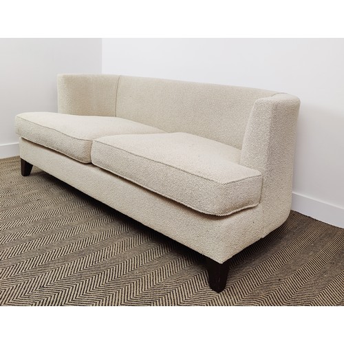 402 - SOFA, in neutral fabric with curved arms, 180cm W x 74cm H.