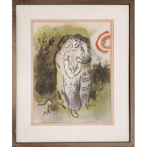 90 - MARC CHAGALL (1887-1985), a pair of original lithographs from the bible series, each 34cm x 25cm, fr... 