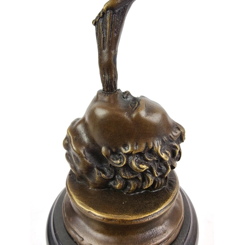 380 - CONTEMPORARY SCHOOL SCULPTURE, bronze, of mercury on marble base, 57cm H.