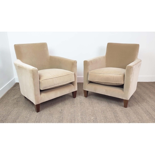 395 - TUB CHAIRS, a pair, velvet upholstered, each 73cm W x 84cm H. (2)