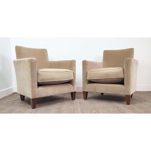 395 - TUB CHAIRS, a pair, velvet upholstered, each 73cm W x 84cm H. (2)