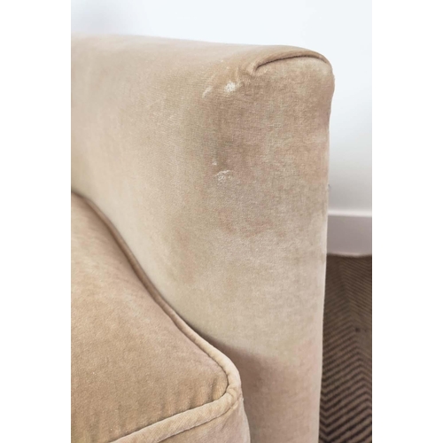 395 - TUB CHAIRS, a pair, velvet upholstered, each 73cm W x 84cm H. (2)