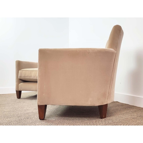 395 - TUB CHAIRS, a pair, velvet upholstered, each 73cm W x 84cm H. (2)