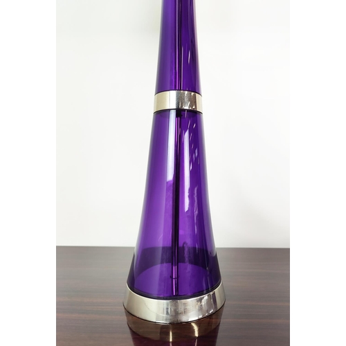 401 - TABLE LAMPS, a pair, purple glass, each 85cm H overall, including shade. (2)