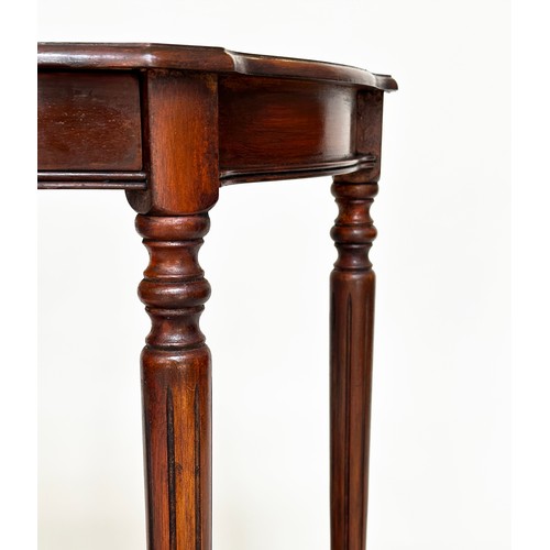 177 - HALL TABLE, 19th century design mahogany of serpentine outline with drawer and undertier, 76cm H x 7... 