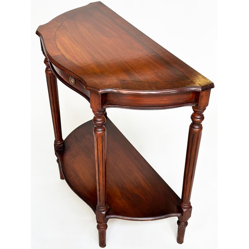 177 - HALL TABLE, 19th century design mahogany of serpentine outline with drawer and undertier, 76cm H x 7... 