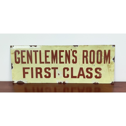 365 - GENTLEMAN'S ROOM SIGN, vintage style enamel, 22cm H x 60cm W.