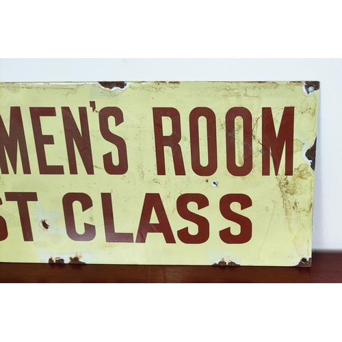 365 - GENTLEMAN'S ROOM SIGN, vintage style enamel, 22cm H x 60cm W.