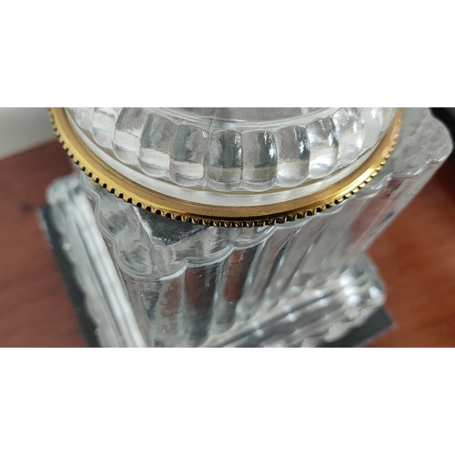 384 - TABLE LAMPS, a pair, spiral glass urn form, 58cm H. (2)