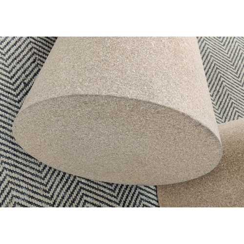 385 - CHAMPAGNE CORK FORM STOOLS, a pair, 53cm H x 34cm W. (2)