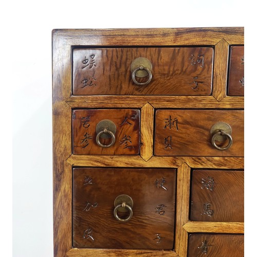 401 - MEDICINE CHEST, Chinese huang huali and burr walnut with eighteen drawers above two doors, 153cm H x... 