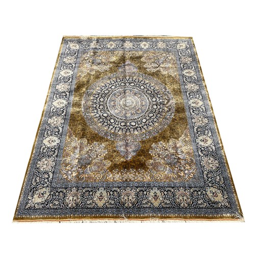 131A - FINE SILK QUM DESIGN RUG.