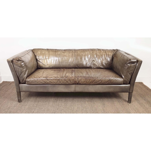 147 - SOFA, leather upholstered, 64cm H x 181cm W x 80cm D.