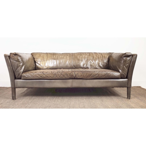 147 - SOFA, leather upholstered, 64cm H x 181cm W x 80cm D.