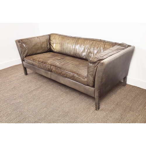 147 - SOFA, leather upholstered, 64cm H x 181cm W x 80cm D.