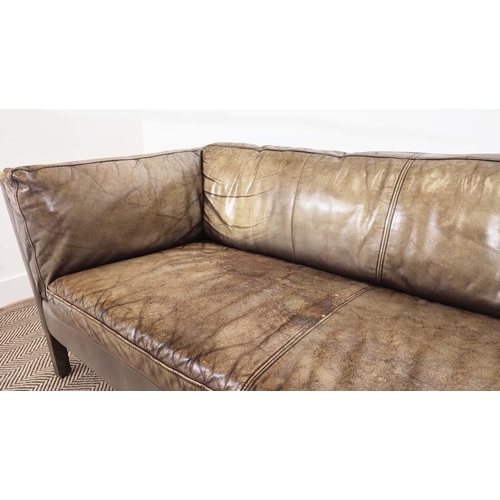 147 - SOFA, leather upholstered, 64cm H x 181cm W x 80cm D.