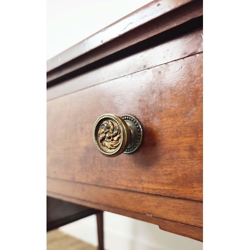 148 - DESK, Edwardian mahogany, circa 1905, with brass gallery, green leather top and nine drawers on cast... 