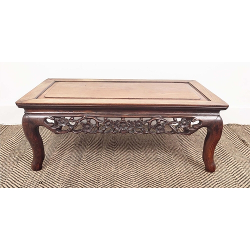 163 - LOW TABLE, late 19th century Chinese padouk, 31cm H x 78cm W x 42cm D.