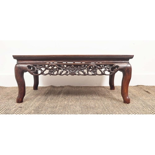 163 - LOW TABLE, late 19th century Chinese padouk, 31cm H x 78cm W x 42cm D.