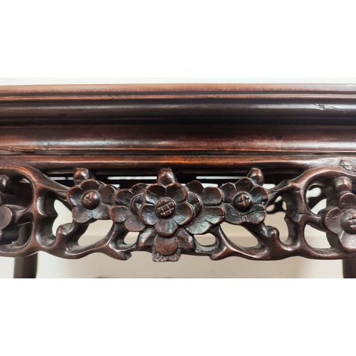 163 - LOW TABLE, late 19th century Chinese padouk, 31cm H x 78cm W x 42cm D.