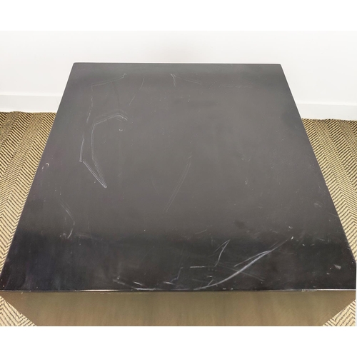 166 - PLINTH, black lacquer of cube form, 72cm H x 65cm W x 65cm D.