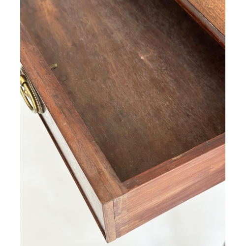 264 - WRITING TABLE, George III period mahogany, with full width frieze drawer and inner chamfered square ... 