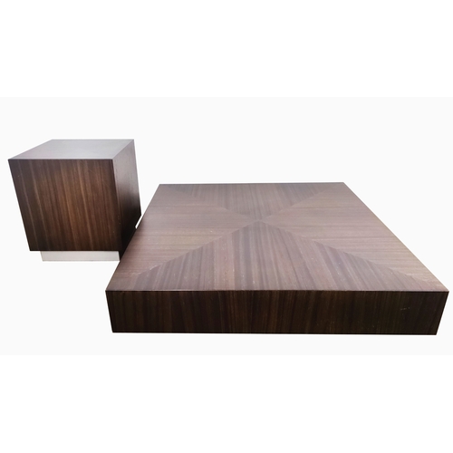 207 - MINOTTI LOW TABLE AND MATCHING SIDE TABLE, contemporary Italian style, 95cm x 95cm x 22.5cm. (2)