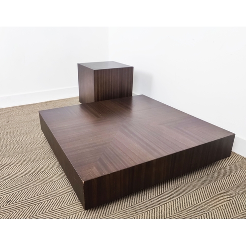 207 - MINOTTI LOW TABLE AND MATCHING SIDE TABLE, contemporary Italian style, 95cm x 95cm x 22.5cm. (2)