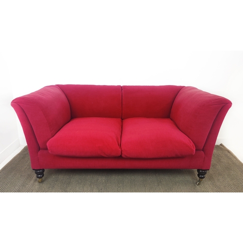 535 - GEORGE SMITH SOFA, with red upholstery, 92cm H x 199cm W x 93cm D.