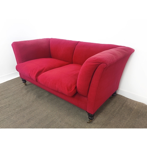 535 - GEORGE SMITH SOFA, with red upholstery, 92cm H x 199cm W x 93cm D.