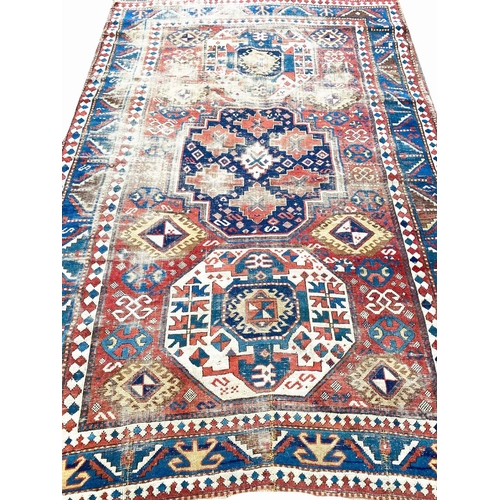 114 - ANTIQUE CAUCASIAN KAZAK RUG, 240cm x 150cm, c.1880.