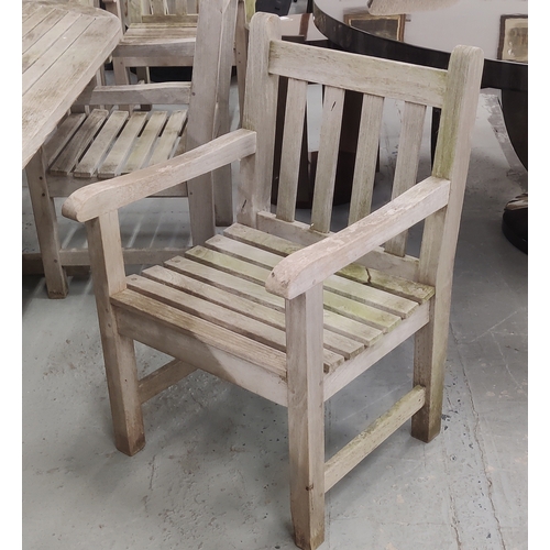 118 - GARDEN TABLE, weathered teak, 70cm H x 108cm W x 270cm L, and a set of eight armchairs, by Barlow Ty... 