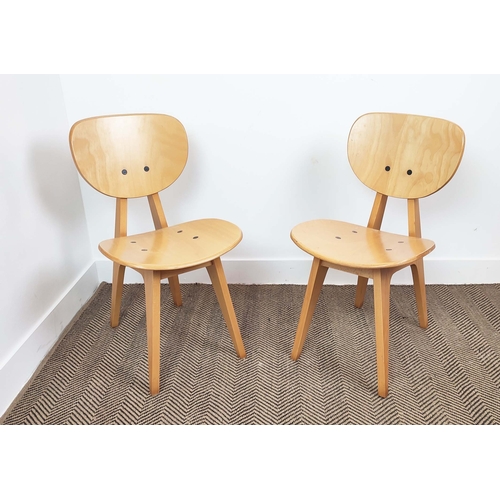 121 - JUNZO SAKAKURA STYLE CHAIRS, a pair, Japanese beech and plywood, 79cm H x 42cm W. (2)