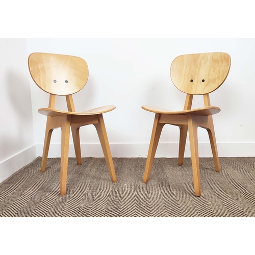 121 - JUNZO SAKAKURA STYLE CHAIRS, a pair, Japanese beech and plywood, 79cm H x 42cm W. (2)