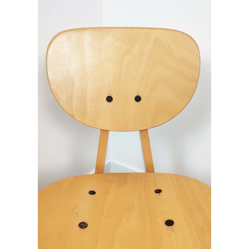 121 - JUNZO SAKAKURA STYLE CHAIRS, a pair, Japanese beech and plywood, 79cm H x 42cm W. (2)